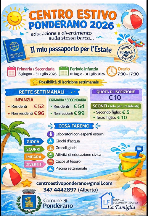 CENTRI ESTIVI 2026 Infanzia, Primaria e Secondaria di Primo Grado: Apertura iscrizioni