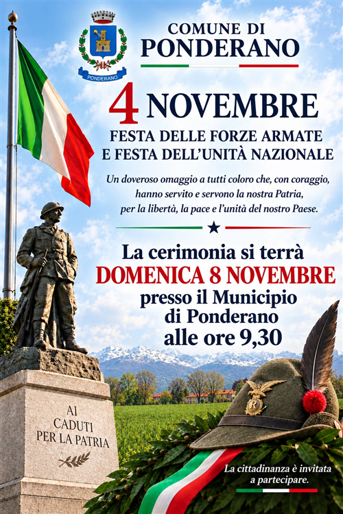 4 novembre - Giornata dell'Unità Nazionale e delle Forze Armate